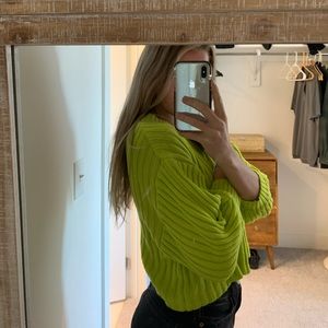 Green cropped sweater